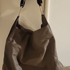 Giorgio Armani Taupe Shoulder Bag Slouchy Satchel 14 X 14